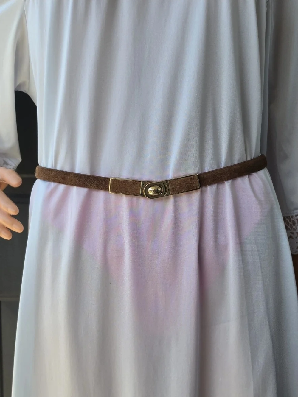 White House Black Market Brown Genuine Leather Stretch Waist Belt Size M 31-41